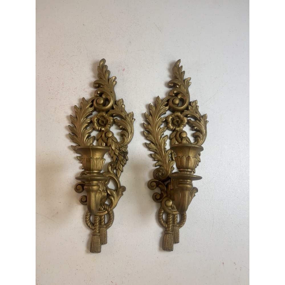 Vintage Burwood Wall Sconces Candle Holders Hollywood Regency  Set of 2